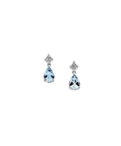 Orecchini Oro Bianco Acquamarine Comete Gioielli Collezione Azzurra