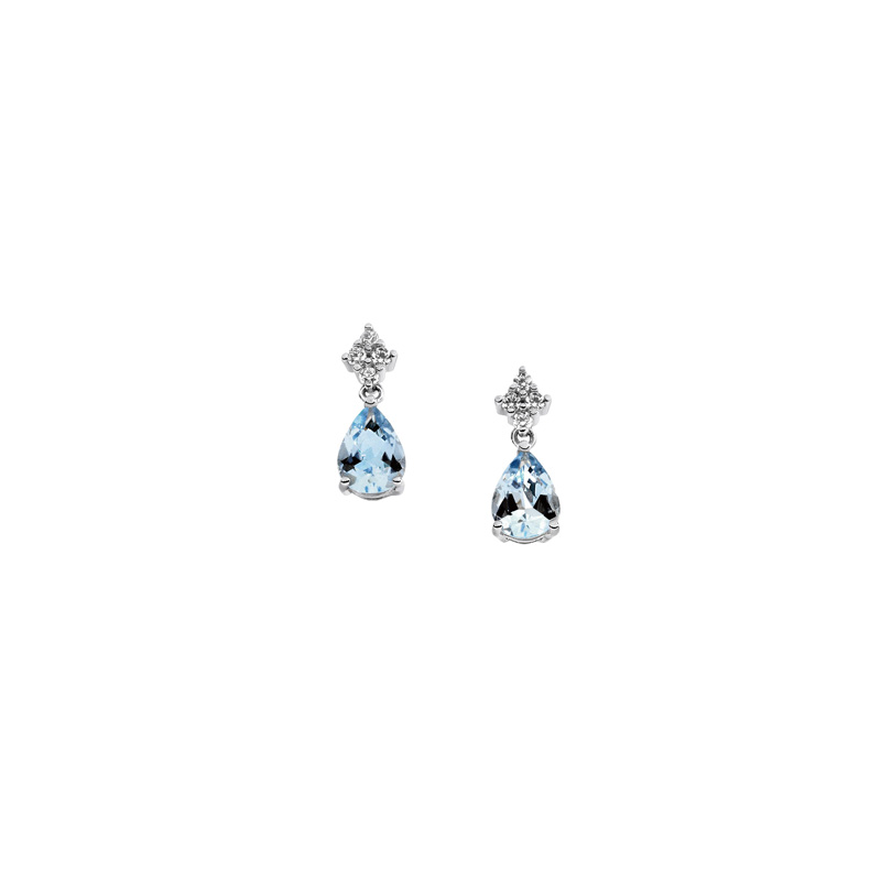 Orecchini Oro Bianco Acquamarine Comete Gioielli Collezione Azzurra