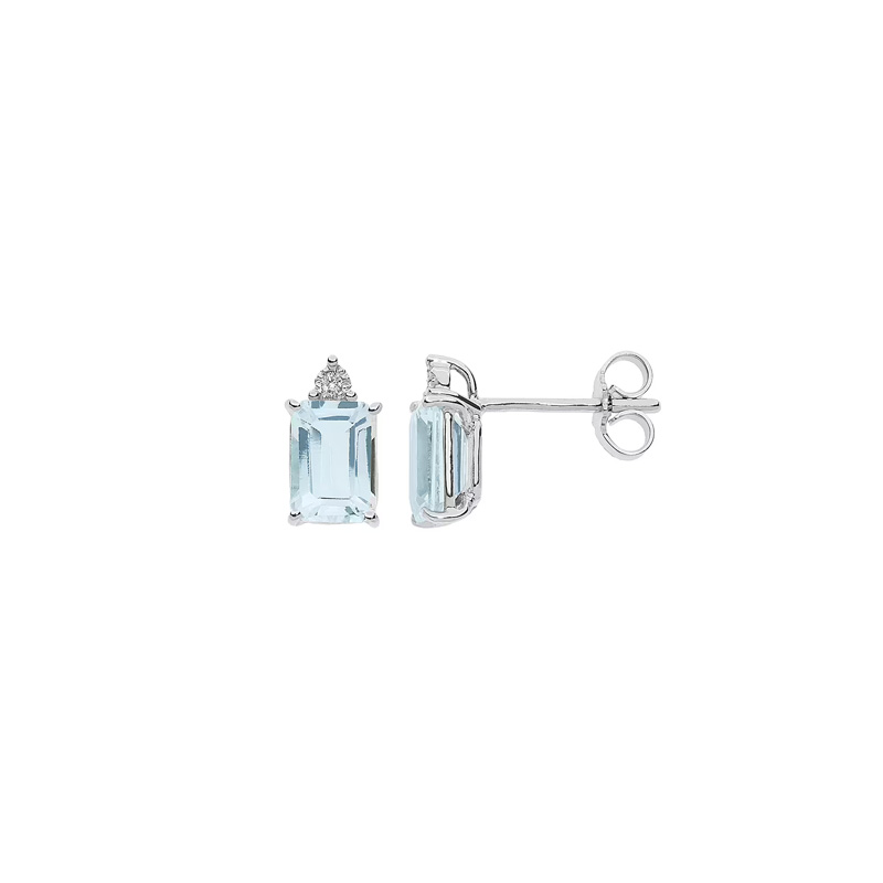 Orecchini Oro Bianco Diamanti Acquamarine Comete Gioielli Collezione Azzurra