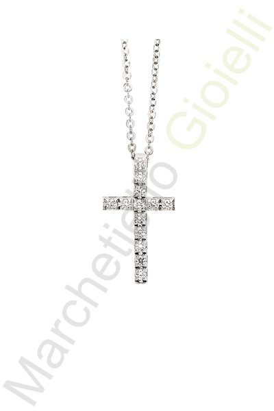 Croce Oro Bianco Diamanti Crieri Collezione Tennis Light