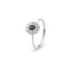 Anello Oro Bianco Diamanti Zaffiro Bliss Collezione Girasole