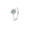 Anello Oro Bianco Diamanti Smeraldo Bliss Collezione Girasole