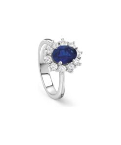 Anello Oro Bianco Diamanti Zaffiro Salvini Collezione Love For Color