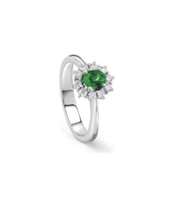 Anello Oro Bianco Diamanti Smeraldo Salvini Collezione Love For Color