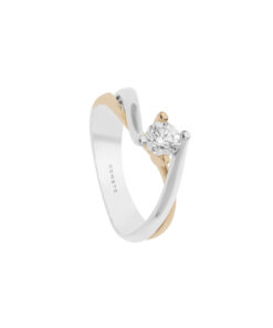 Solitario Oro Bianco Rosa Diamanti Comete Gioielli Collezione Magnolia