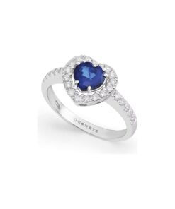 Anello Oro Bianco Diamanti Zaffiro Comete Gioielli Collezione Stelle Nel Cuore