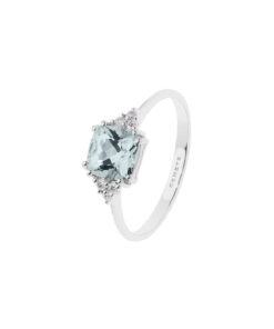 Anello Oro Bianco Diamanti Acquamarina Comete Gioielli Collezione Aqua