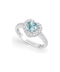 Anello Oro Bianco Diamanti Acquamarina Comete Gioielli Collezione Stelle Nel Cuore