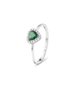 Anello Oro Bianco Diamanti Smeraldo Bliss Collezione Dream Colors